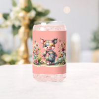 Cute Patchwork Piglet in Floral Garden