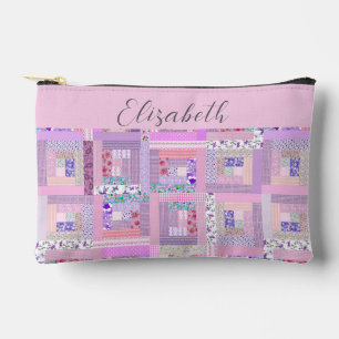 Cute Patchwork Quilting Themed Custom Project Accessory Pouch