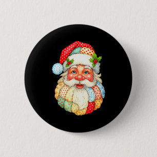 Cute Patchwork Santa Claus Christmas Xmas Men Wome 6 Cm Round Badge