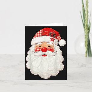 Cute Patchwork Santa Claus Christmas Xmas Men Wome Card