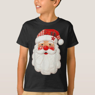 Cute Patchwork Santa Claus Christmas Xmas Men Wome T-Shirt