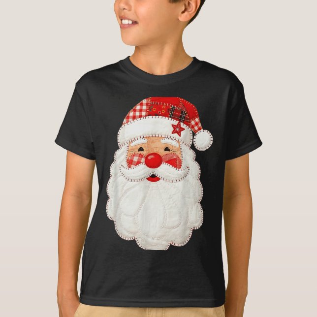 Cute Patchwork Santa Claus Christmas Xmas Men Wome T-Shirt (Front)