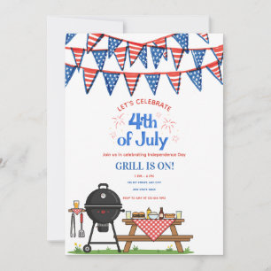 Cute Patriotic 4th of July BBQ Party Invitation