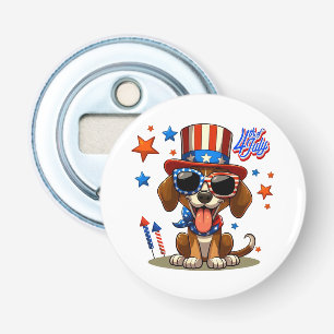 Cute, patriotic 4th of July dog/puppy Bottle Opener