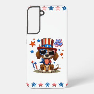 Cute, patriotic 4th of July dog/puppy Samsung Galaxy Case