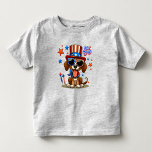 Cute, patriotic 4th of July dog/puppy Toddler T-Shirt