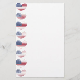 Cute Patriotic American Flag Stationery