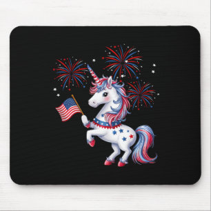 Cute Patriotic Americorn Unicorn Fireworks Girls 4 Mouse Pad