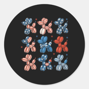 Cute Patriotic Balloon Dog 4th Of July American Fl Classic Round Sticker
