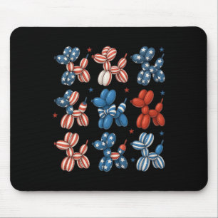 Cute Patriotic Balloon Dog 4th Of July American Fl Mouse Pad