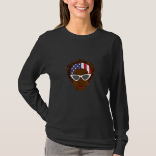 Cute Patriotic Black Woman With American Flag Scar T-Shirt
