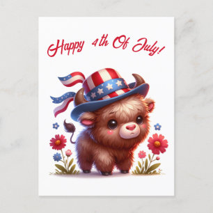 Cute Patriotic Buffalo Forth Of July Postcard