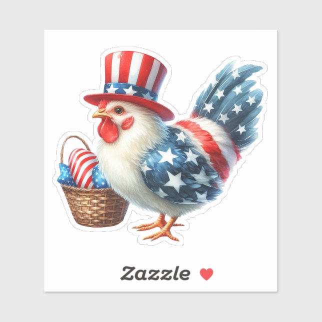 Cute Patriotic Chicken with American Flag (Sheet)