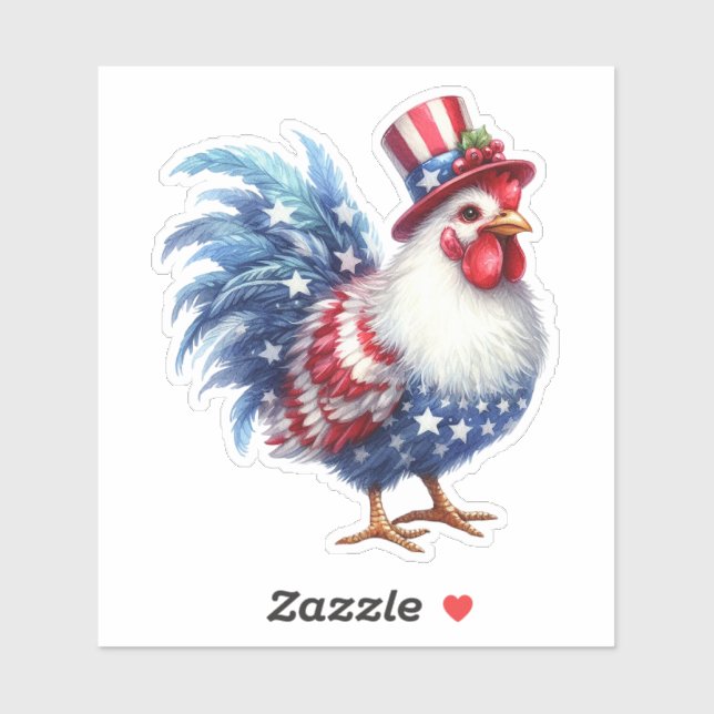 Cute Patriotic Chicken with American Flag (Sheet)