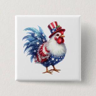 Cute Patriotic Chicken with American Flag 15 Cm Square Badge