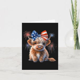 Cute Patriotic Cow Coquette 4th Of July Farmer Card