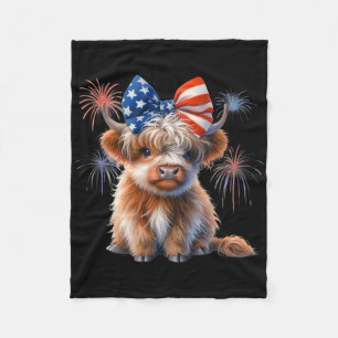 Cute Patriotic Cow Coquette 4th Of July Farmer Fleece Blanket