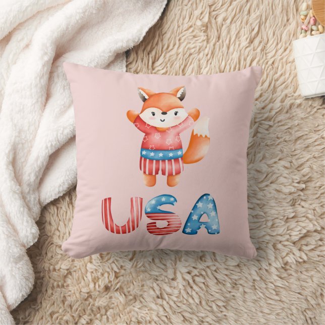 Cute Patriotic Fox Cushion (Blanket)