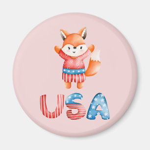 Cute Patriotic Fox Magnet