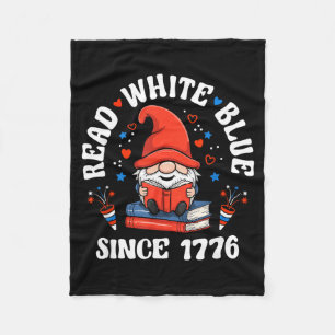 Cute Patriotic Gnome 4th of July Books Fleece Blanket