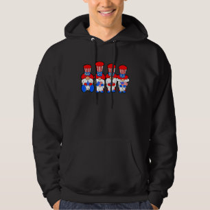 Cute Patriotic Gnomes American Flag Red White Blue Hoodie