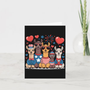 Cute Patriotic Llama Alpacas 4th of July Fireworks Card