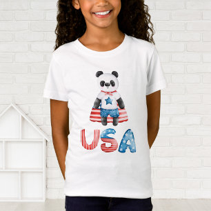 Cute Patriotic Panda Superhero T-Shirt