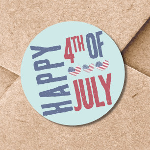 Cute Patriotic Party American Flag 4th Of July Classic Round Sticker