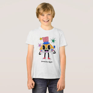 Cute Patriotic Pie Cartoon – Funny 4th of July Kid Tri-Blend Shirt