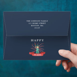 Cute Patriotic Red White And Blue 4th of July Envelope