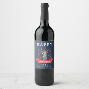 Cute Patriotic Red White And Blue 4th of July Wine Label