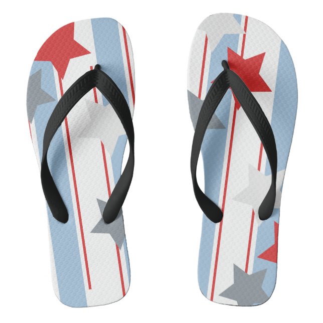 Cute Patriotic Stars and Vertical Stripes Jandals (Footbed)