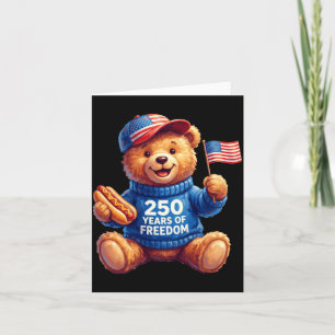 Cute Patriotic Teddy Bear 250 Years Of Dom 4th Of Card
