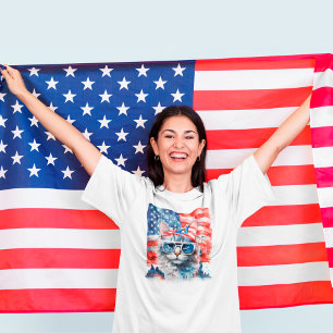 Cute Patriotic USA America 4th of July Cat T-Shirt