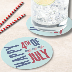 Cute Patriotic USA American Flag 4th Of July Party Round Paper Coaster
