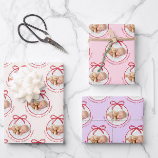 Cute Pattern Baby Girl Photo Christmas Wrapping Paper Sheet
