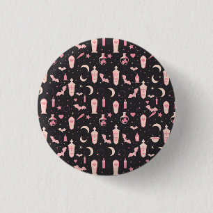 Cute pattern black and pink vampire witchcraft 3 cm round badge