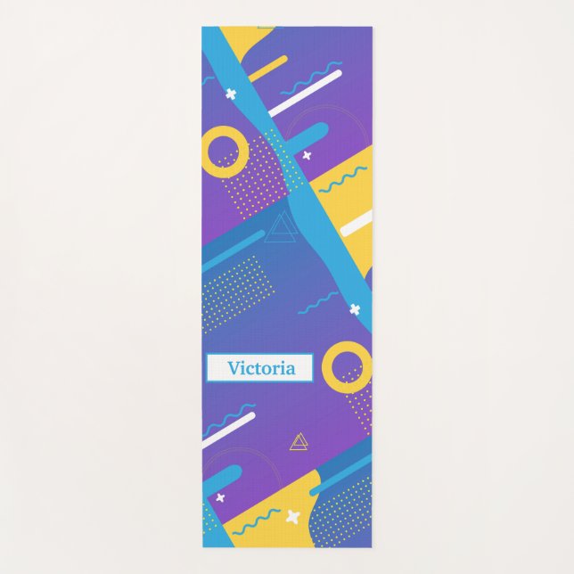 Cute Pattern Colourful Minimal Design and Monogram Yoga Mat (Front)