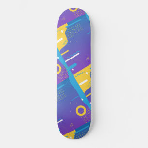 Cute Pattern Colourful Minimal Design Blue Skateboard