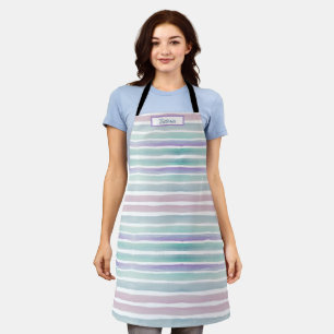 Cute Pattern Colourful Stripes Pink Blue Apron