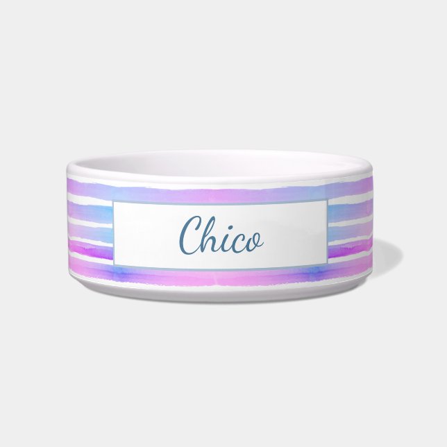 Cute Pattern Colourful Stripes Pink Blue Purple Bowl (Front)