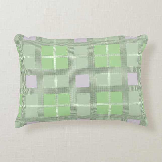 Cute pattern design of tartan plaid sage green decorative cushion (Front)