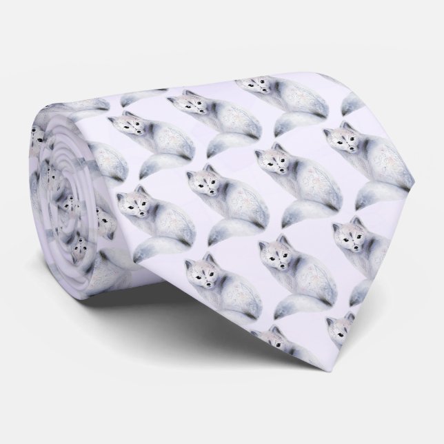 Cute Pattern - Nordic Fox with Floral Markings Tie (Rolled)