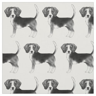 Cute Pattern Of A Beagle Dog In Black And White Fabric