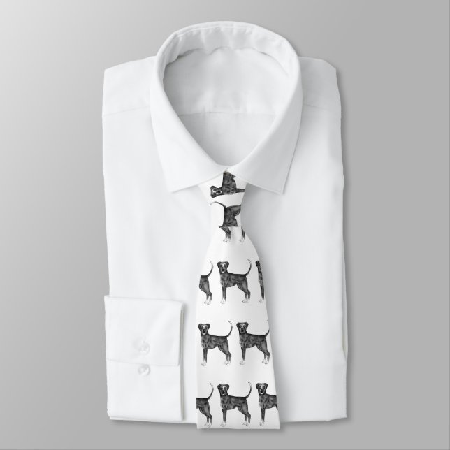 Cute Pattern Of A Boxer Dog In Black And White Tie (Tied)