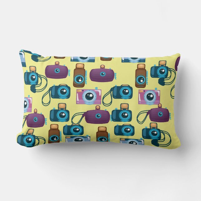 Cute Pattern of Cameras Lumbar Cushion (Front)