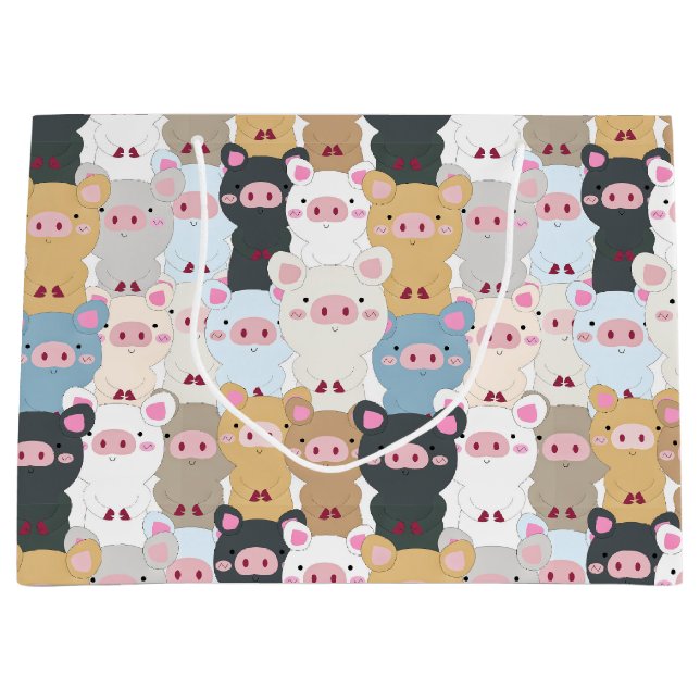 Cute Pattern of Pigs Large Gift Bag (Front)