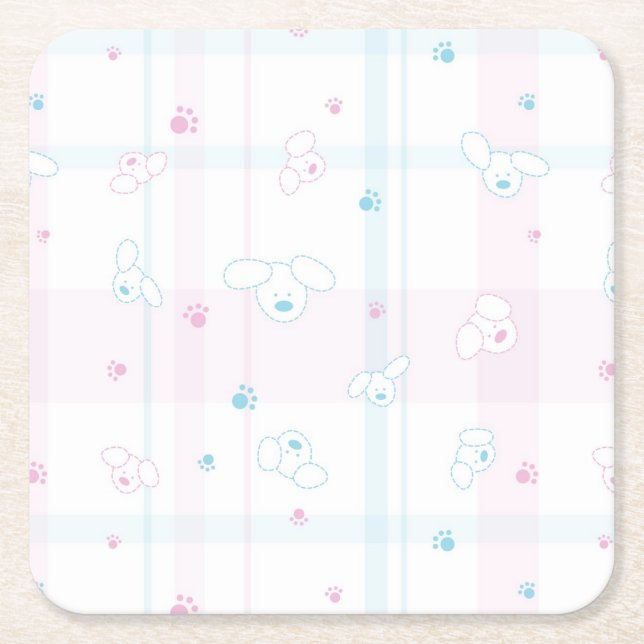 Cute pattern with dogs square paper coaster (Front)