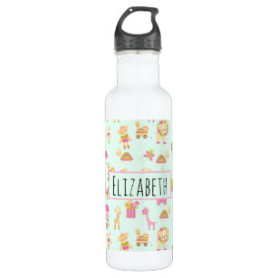 Cute Pattern with Happy Animals & Toys 710 Ml Water Bottle