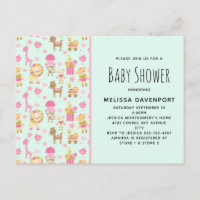 Cute Pattern with Happy Animals & Toys Baby Shower